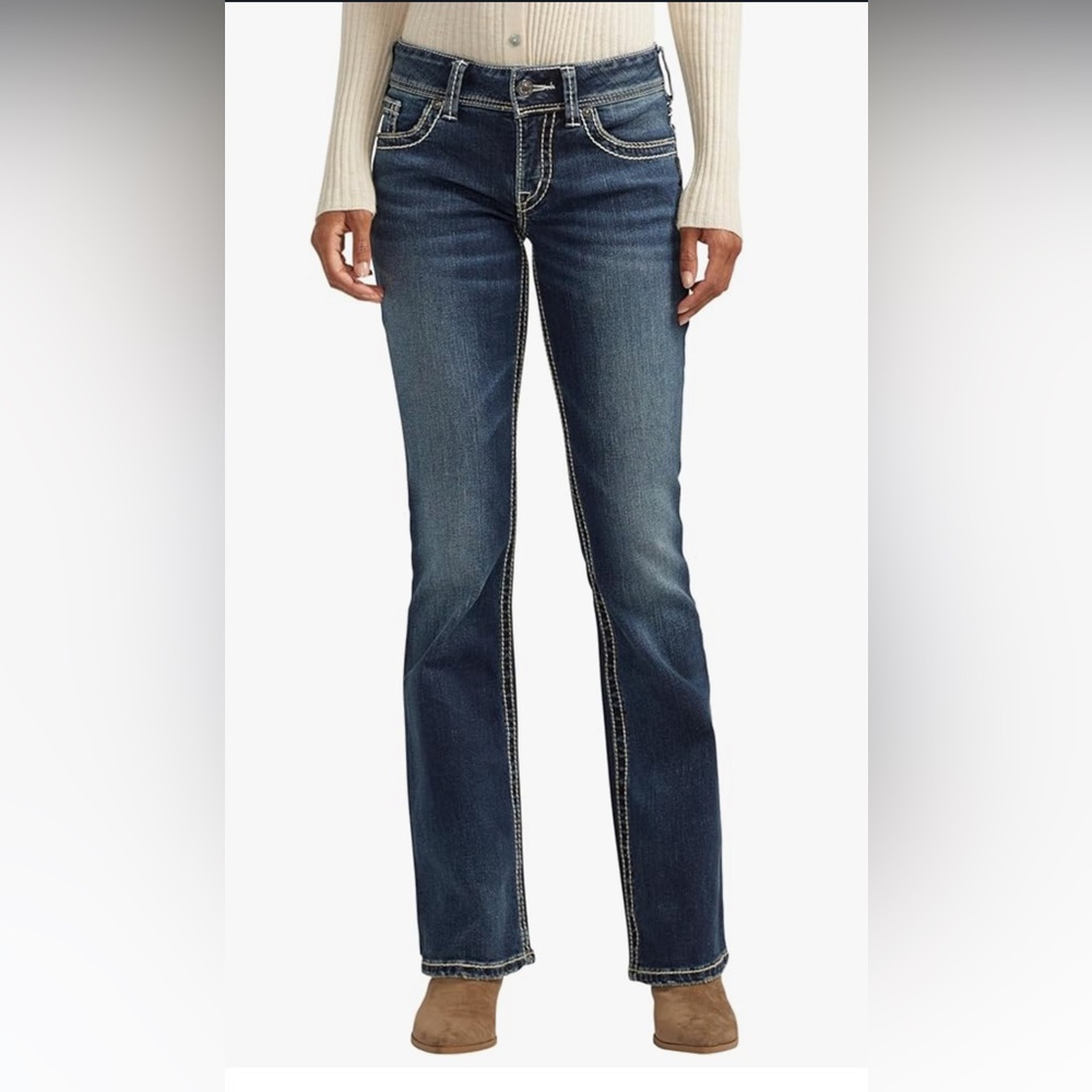 Silver Lola Flare Jeans distressed Y2K Studded Women’s size 30/35 Med Wash